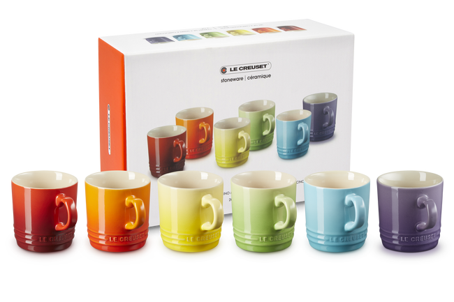 Stoneware Rainbow Set of 6 Cappuccino Mugs image number 1